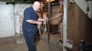 www.jimhunterslair.com - BBW neighbor girl bound in his basement thumbnail