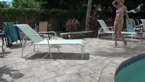 www.jimhunterslair.com - Haughty bikini model hogtied poolside thumbnail