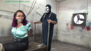 www.jimhunterslair.com - Busty neighbor girl left brutally bound and gagged in the old warehouse thumbnail