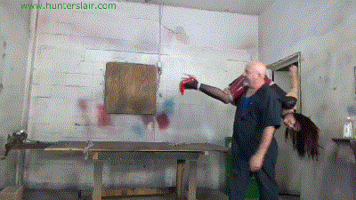www.jimhunterslair.com - Cruelly chicken wing hogtied on the Hunter's table thumbnail