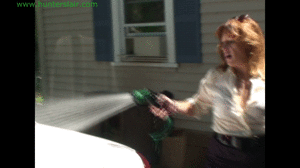 www.jimhunterslair.com - Hot blonde MILF car washing in wet satin is punished with tight bondage thumbnail