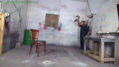 www.jimhunterslair.com - Tied to a chair her poor nipples crushed & stretched in steel clamps thumbnail