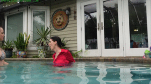 www.jimhunterslair.com - Horny TS slut is ziptied for water bound orgasm fun thumbnail