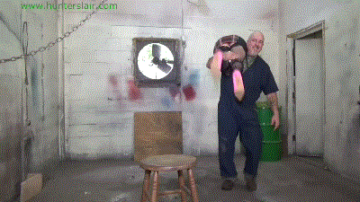www.jimhunterslair.com - Cruelly bound in leather cords with her poor tits cuffed & stretched thumbnail